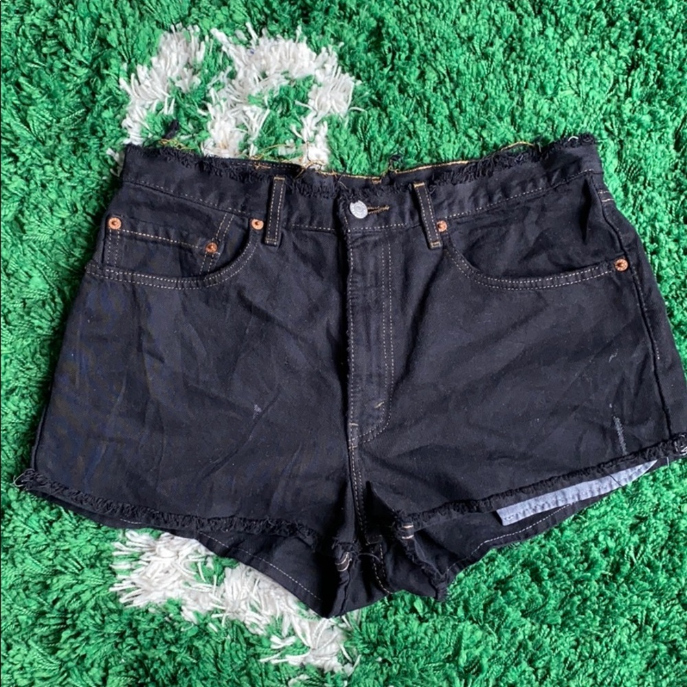 Black high waisted mini shorts!